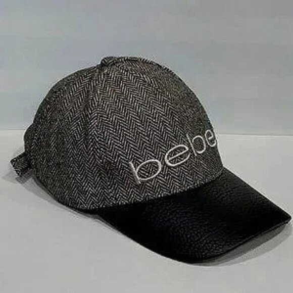 💥CHIC & STYLISH💥 Vintage Tweed Logo Hat with Contrast Leather Bill - Picture 1 of 15